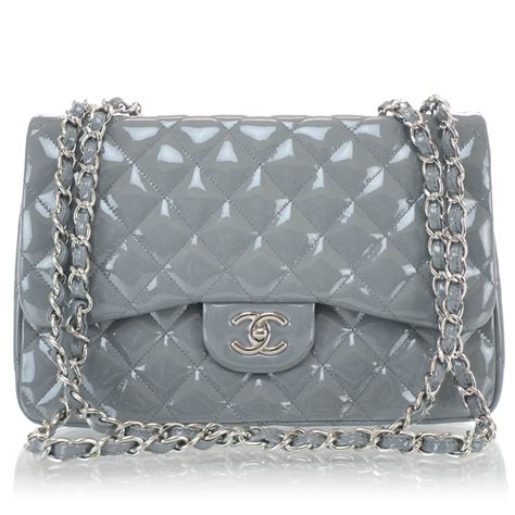 silver chanel flap bag|chanel flap bag jumbo grey.